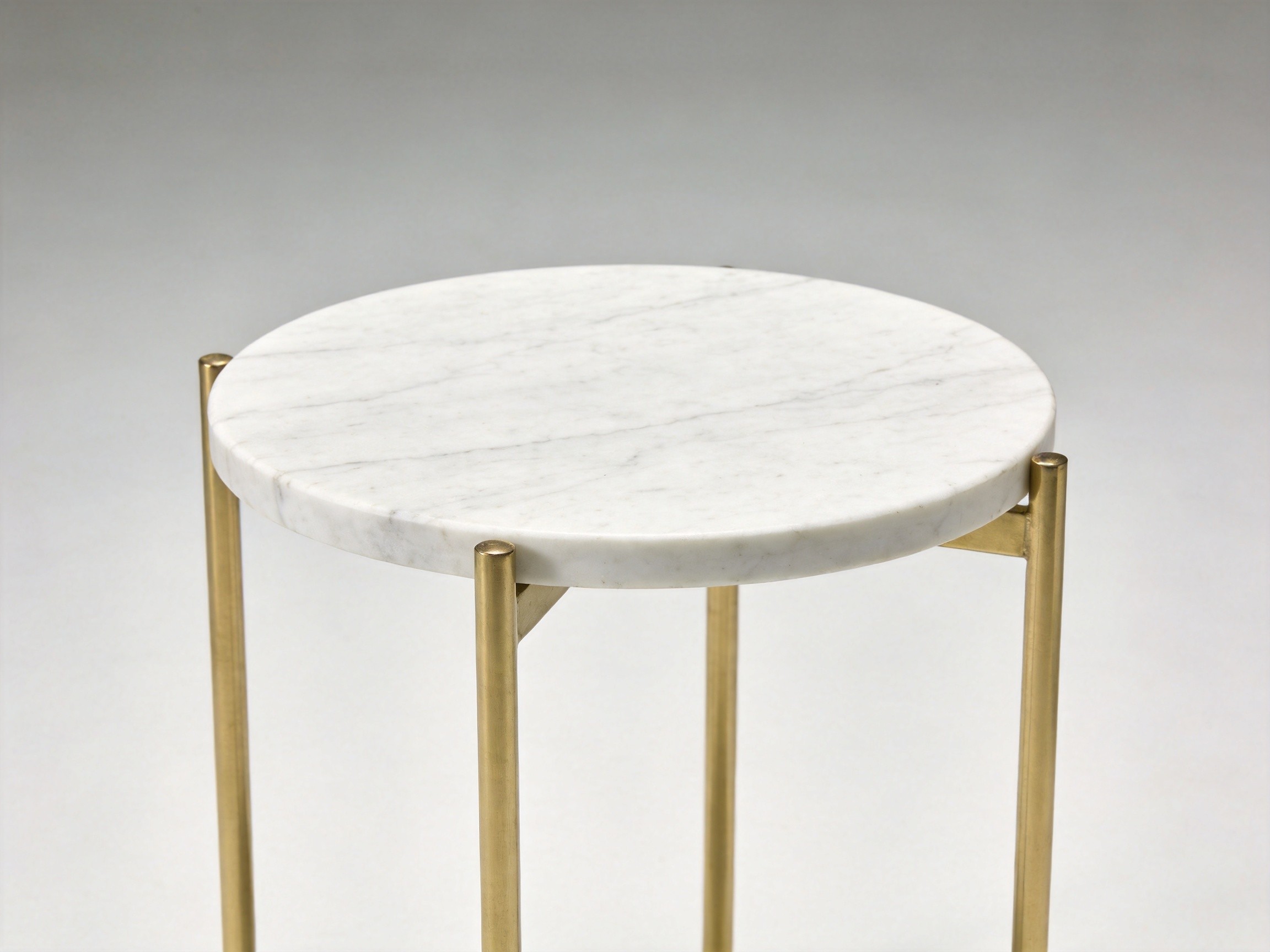 Round Marble Top Side Table With Gold Metal Legs